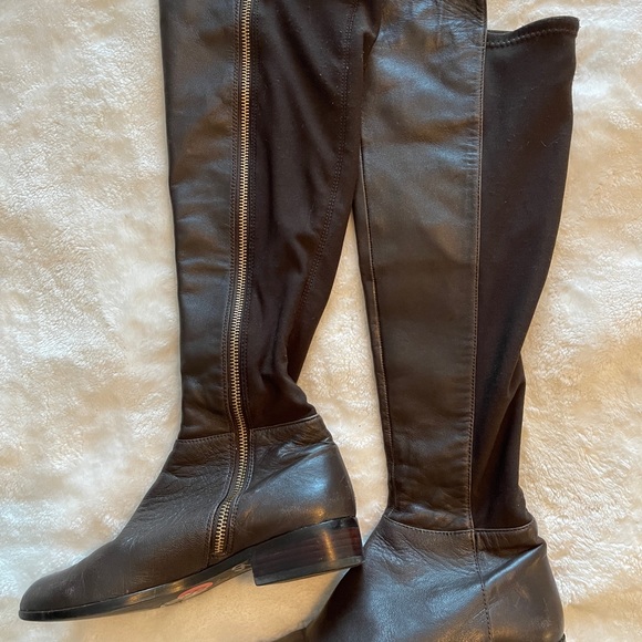 Michael Kors over the knee brown leather panel boots. Sz 6 - Picture 2 of 4